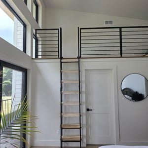 8ft Retractable Loft Ladder - Steel & Wood - Fully Finished - Custom Made image 3