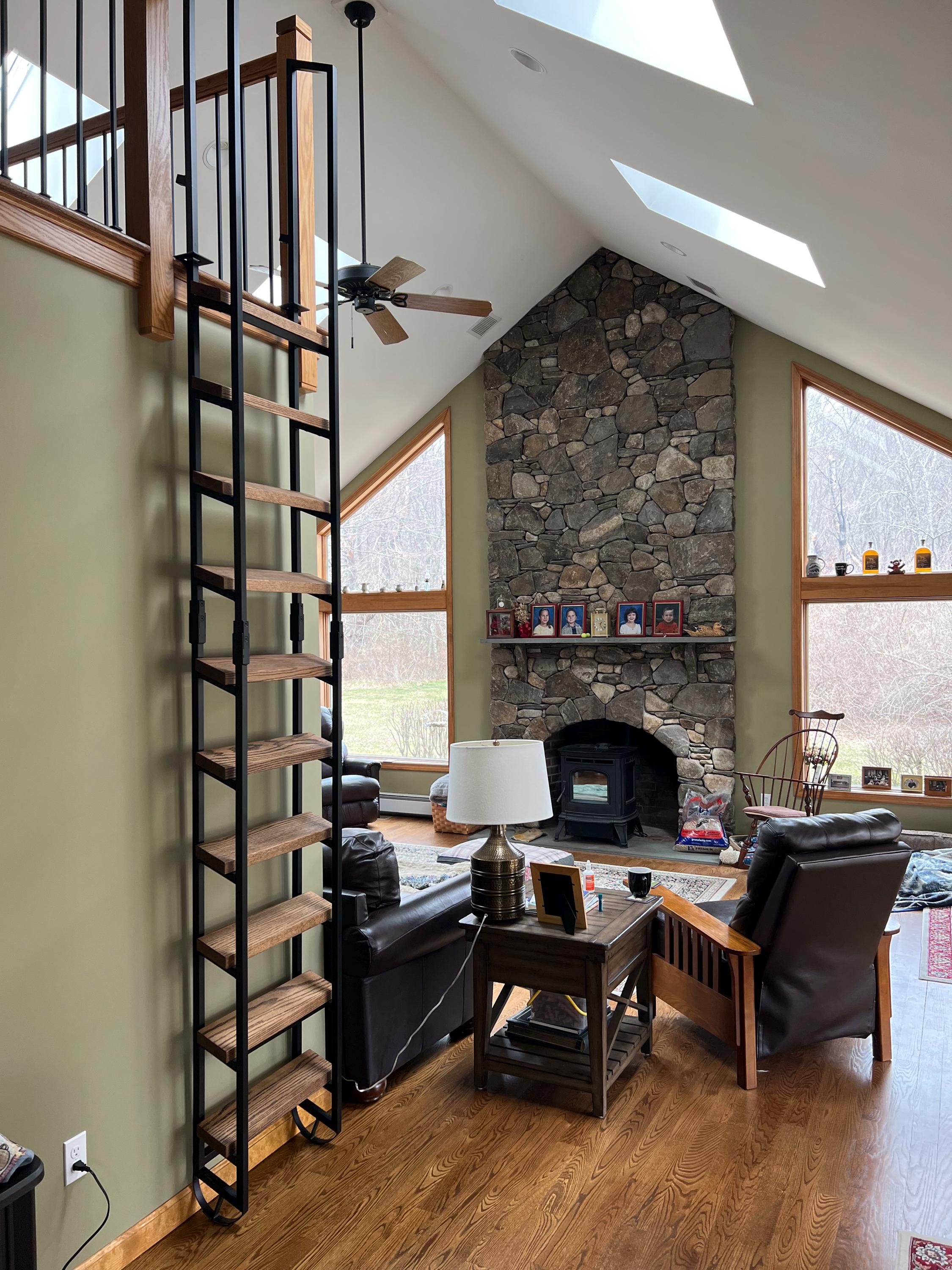 10 Ft Custom Steel & Wood Loft Ladder, Retractable Design - Etsy