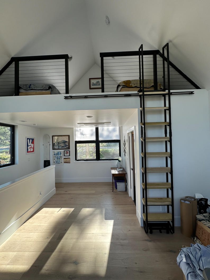 9ft Sliding Loft Ladder - Retractable In/out - Steel & Wood - Fully ...