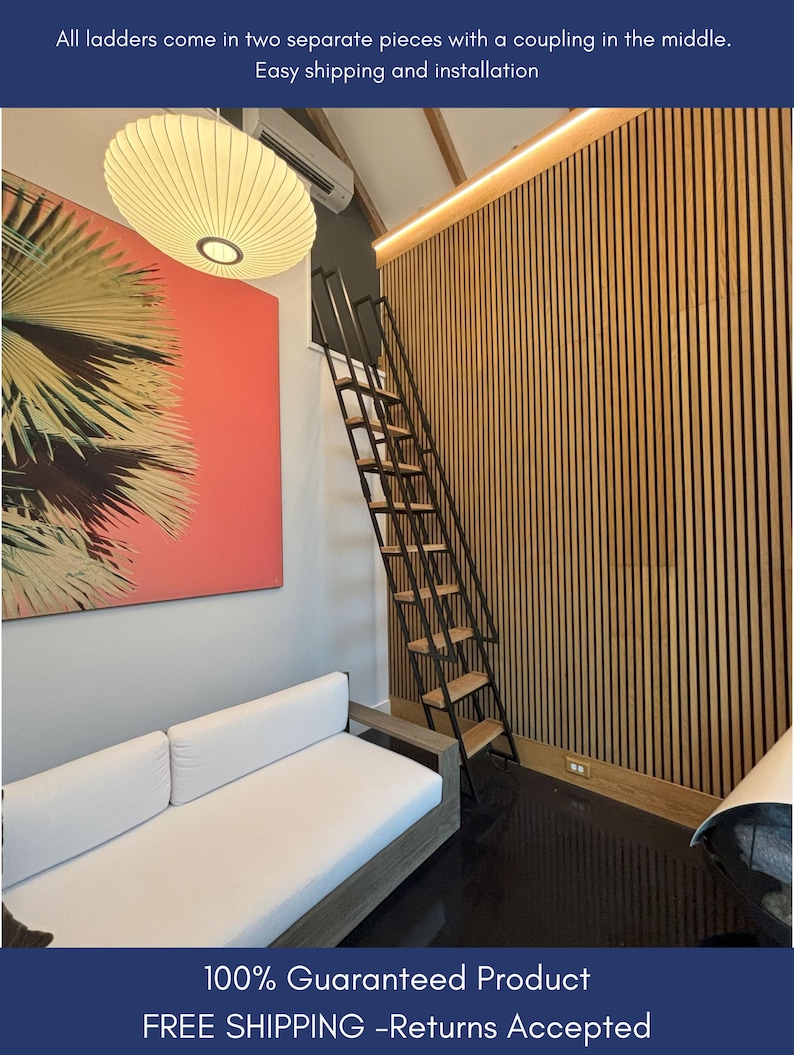 8ft Retractable Loft Ladder - Steel & Wood - Fully Finished - Custom Made image 1