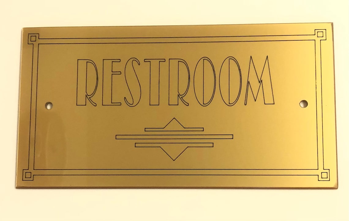 ART DECO RESTROOM sign Etsy