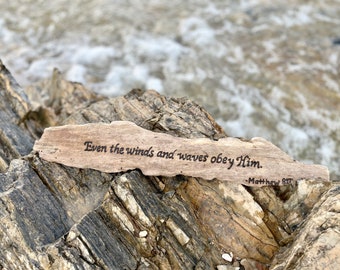 Even the Winds and Waves Obey Him Driftwood Sign, Matthew 8:27, Beach House Decor, Custom Driftwood Sign, Custom Bible Quote on Wood Gift