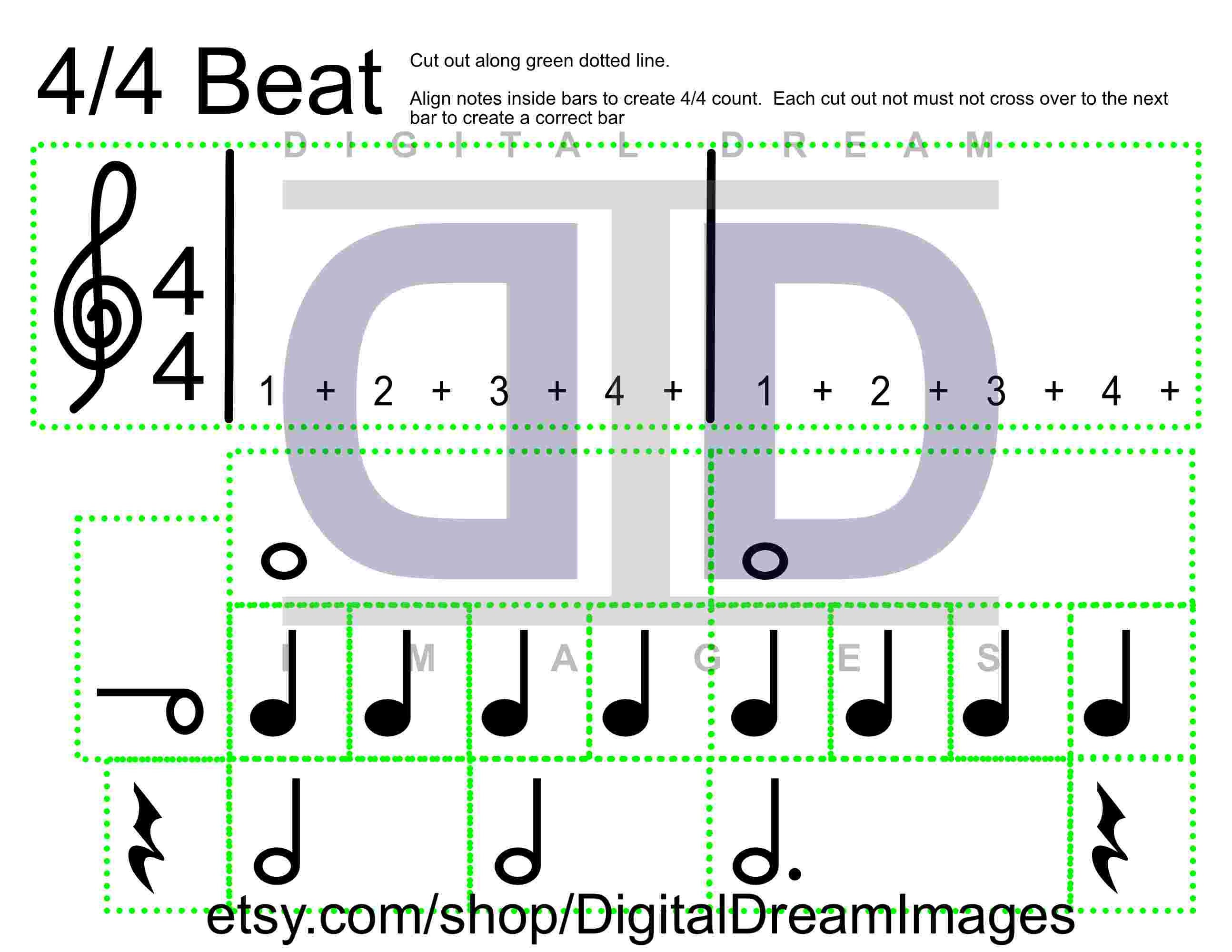 4/4 Time Music Counting Teaching Tool Etsy France
