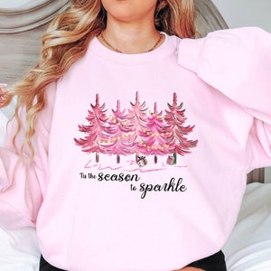 Pink Tree Christmas Sweater, Christmas Sweater, Christmas Crewneck, Christmas Tree Sweatshirt, Holiday Sweaters for Women, Winter Sweatshirt