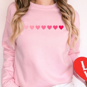 Womens Valentines Day Sweatshirt, Pink Valentine Love Heart Sweatshirt, Cute Valentines Day Sweater, Valentine Day Shirt, Valentines Sweater