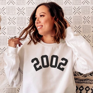 2002 Sweatshirt, 20th Birthday Sweater, Birthday Gift for Women, Birthday Pullover Gift, 2002 Top for Her, 2002 Birth Year Number Sweatshirt