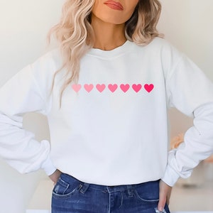 Womens Valentines Day Sweatshirt, Pink Valentine Love Heart Sweatshirt, Cute Valentines Day Sweater, Valentine Day Shirt, Valentines Sweater