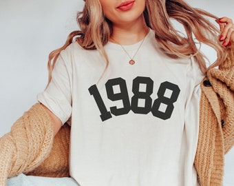 1988 Birthday Year Shirt, 1988 Birthday Year Number T-Shirt, Women's 35th Birthday Shirt, Cute Birthday Gift Top, Born In 1988 Shirt Her Him
