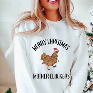 Christmas Chicken Sweatshirt, Funny Chicken Ugly Christmas Sweater, Group Matching Chicken Shirts, Chicken Lover Gift, Xmas Farmer T-shirt