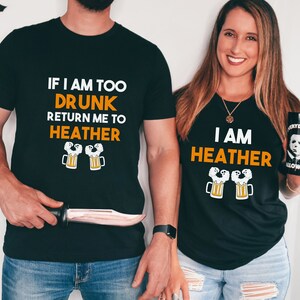 Funny Halloween Shirt Couples, Couple Halloween Shirts, Funny Boo Beers If I&#39;m Too Drunk Return Me To Matching Halloween Adult Costume