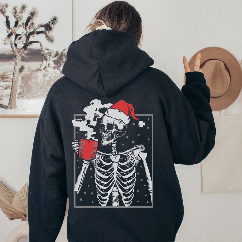 Skeleton With Coffee Hoodie