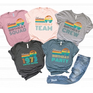 Vintage 1975 Limited Edition T-Shirt, Matching 50th Birthday Group Tees, 50th Birthday Party Crew Squad Shirts , Custom 50th Birthday Tees