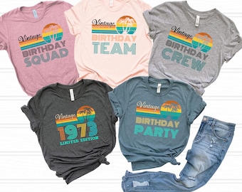 Vintage 1975 Limited Edition T-Shirt, Matching 50th Birthday Group Tees, 50th Birthday Party Crew Squad Shirts , Custom 50th Birthday Tees