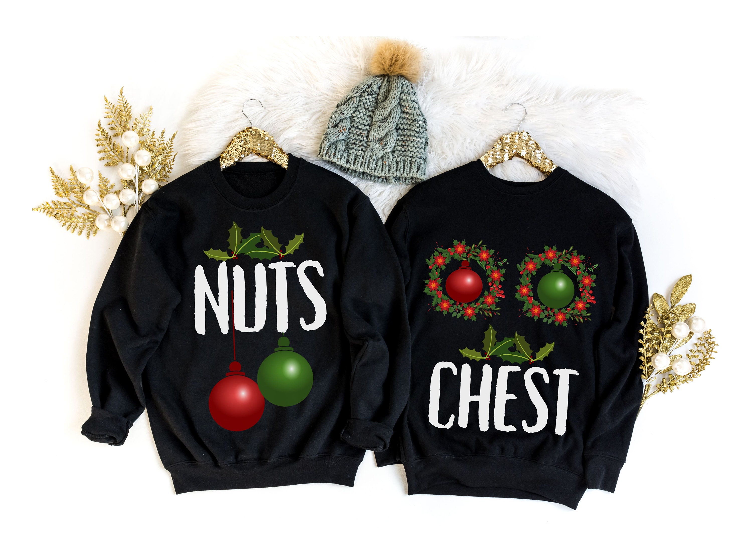 Chest Nuts Couples Christmas Tee