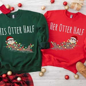 Couples Christmas Sweater, Couple Christmas Shirts, Funny Matching Couples Christmas Pajamas His And Her Mr Mrs Photo Ugly Christmas Sweater