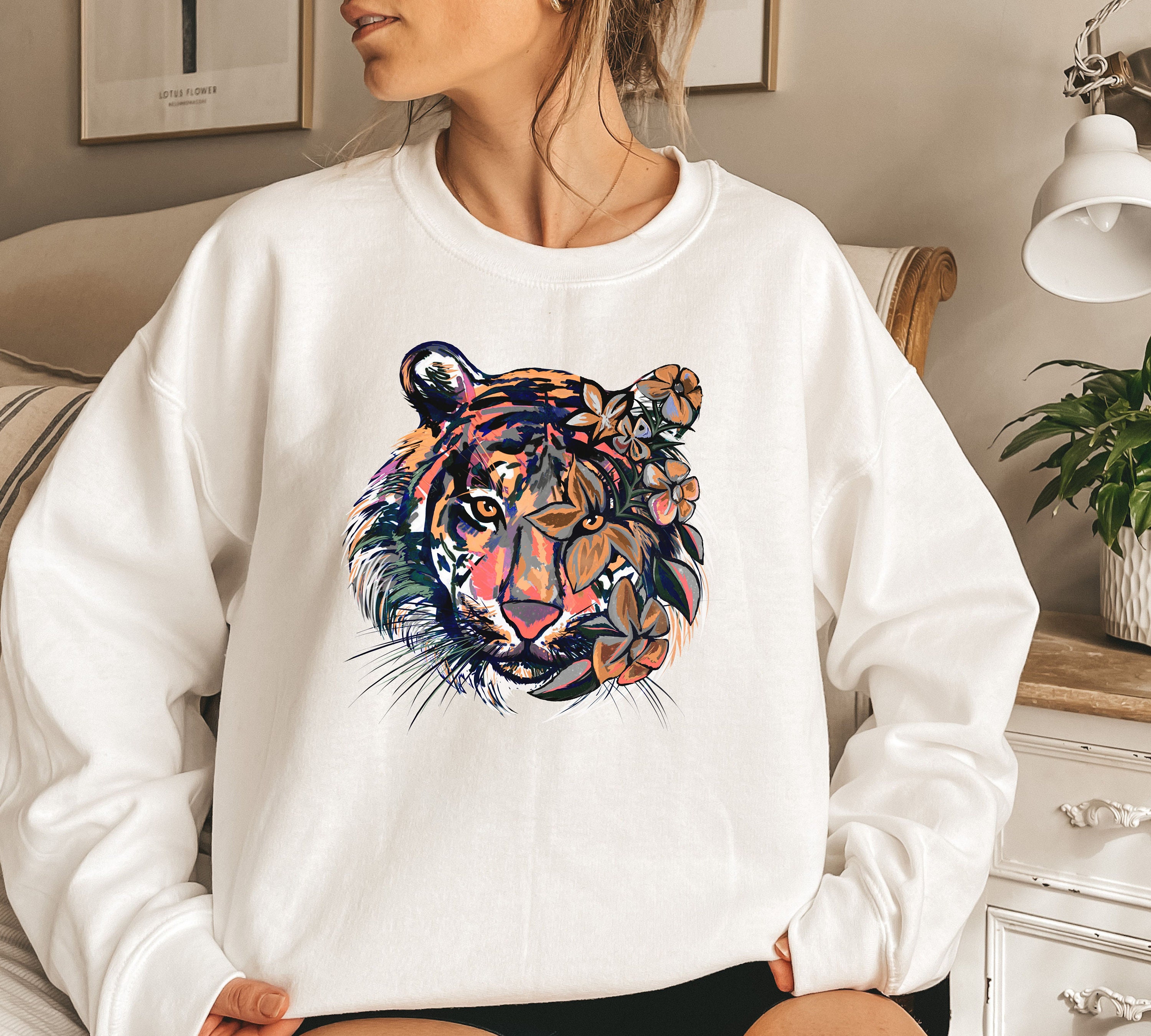 Floral Tiger Sweater Tiger Face Majestic Tiger Wild Tiger Shirt