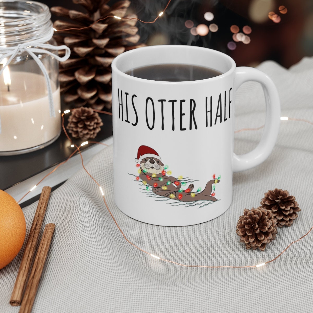Christmas Couples Mug, Couple Christmas Mugs, Matching His Her Otter Half  Coffee Cup, Gift for Husband Wife Christmas Anniversary Wedding 