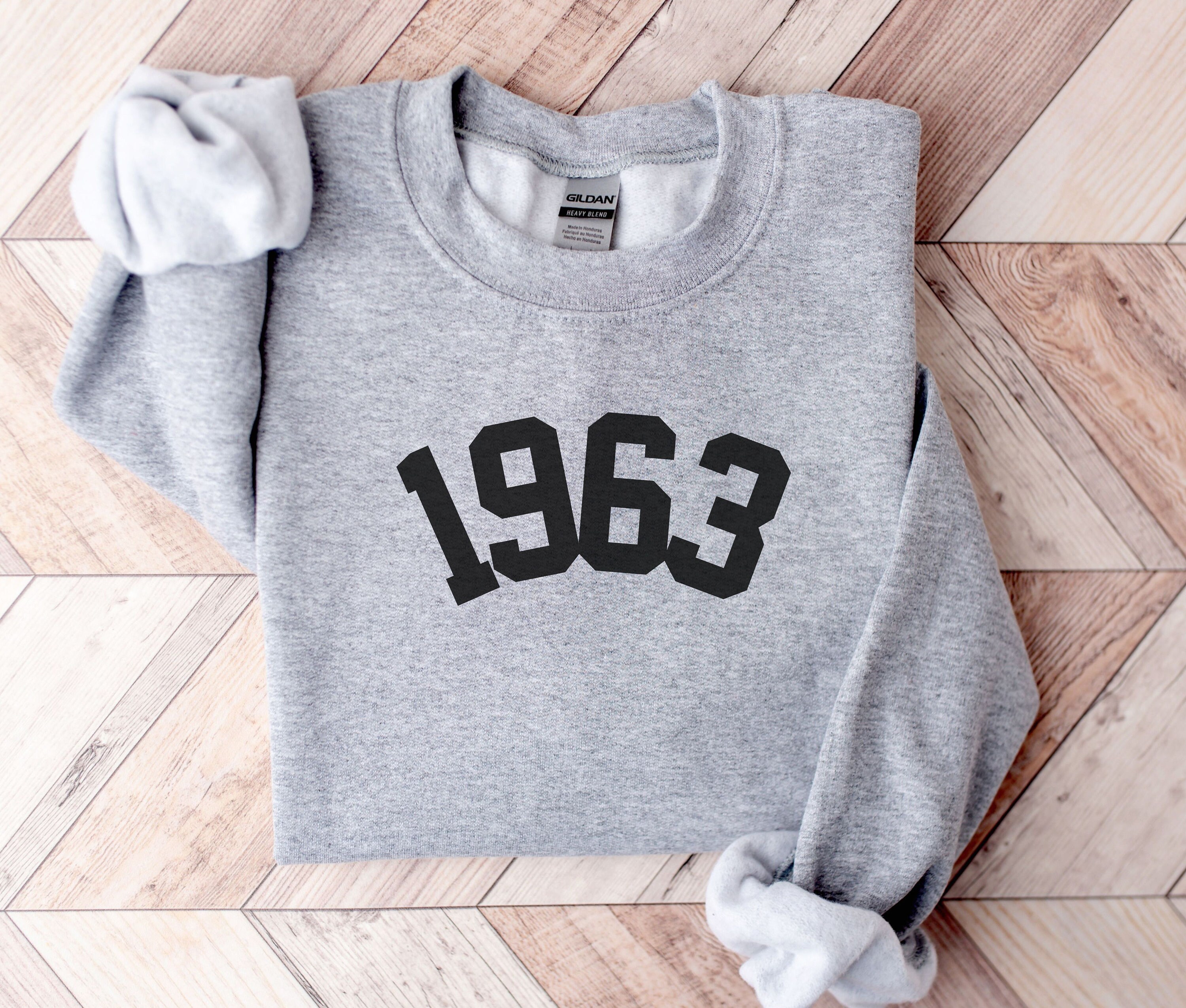 1963 Sweatshirt, 1963 Birthday Sweatshirt, 1963 Birth Year Number Shirt ...