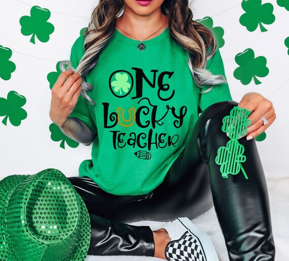 One Lucky Teacher St. Patrick's Day Shirt - Funny Shamrock Teacher Gift T-Shirt