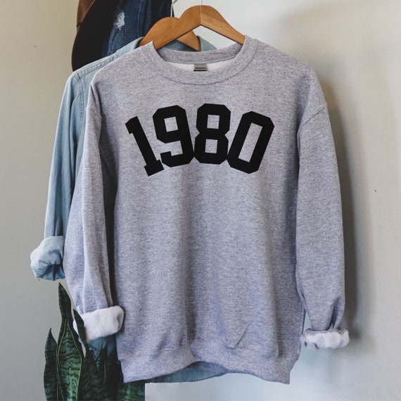 1980 College Style Year Sweatshirt 1980 Birthday Year Number