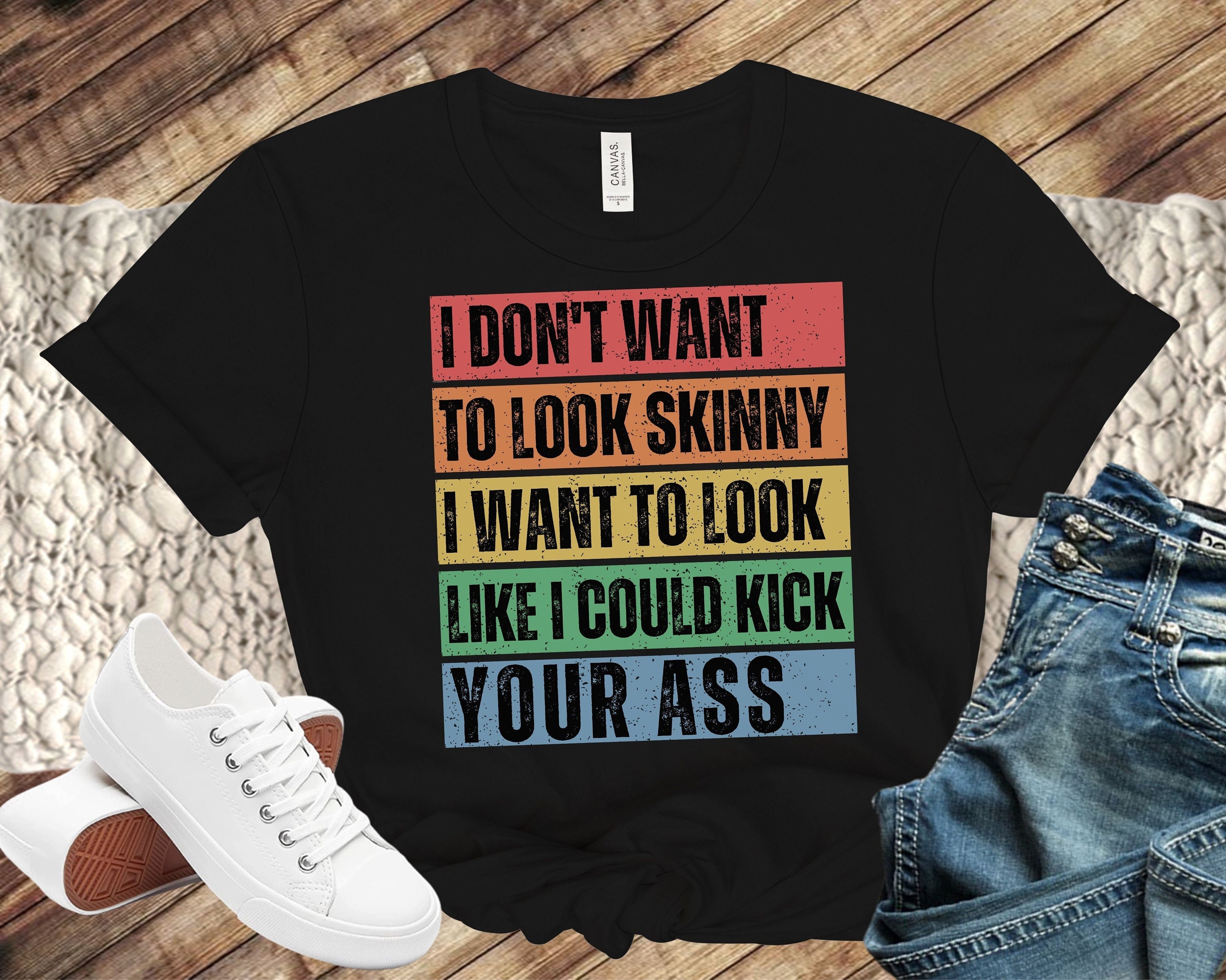 Funny Workout Tank Top - 'I Don't Want To Look Skinny' Design