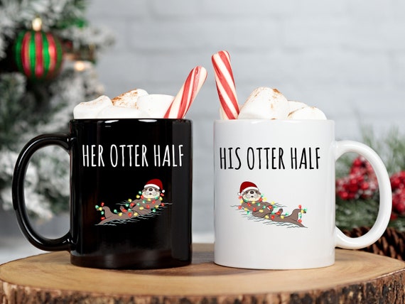 Christmas Couples Mug, Couple Christmas Mugs, Matching His Her Otter Half  Coffee Cup, Gift for Husband Wife Christmas Anniversary Wedding 