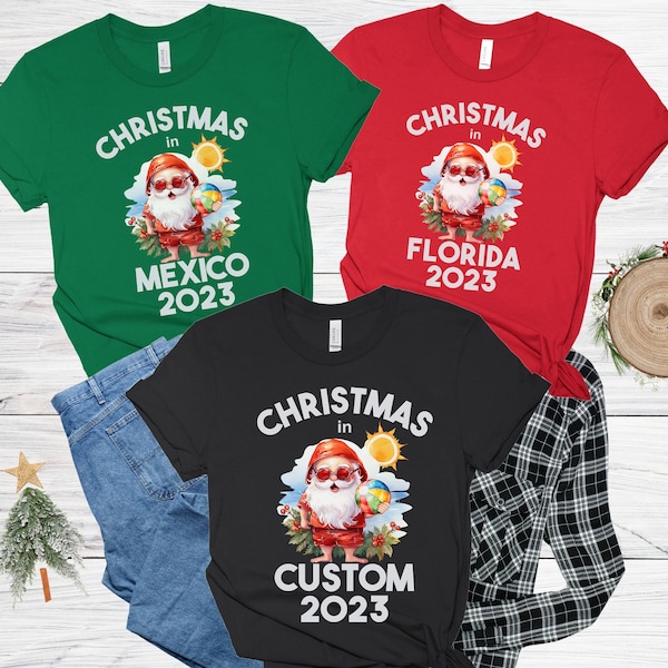 Family Tropical Christmas Shirts, Beach Christmas Group Tshirt, Custom Christmas Shirt, Xmas Holiday Beach Cruise Tee, Christmas In July