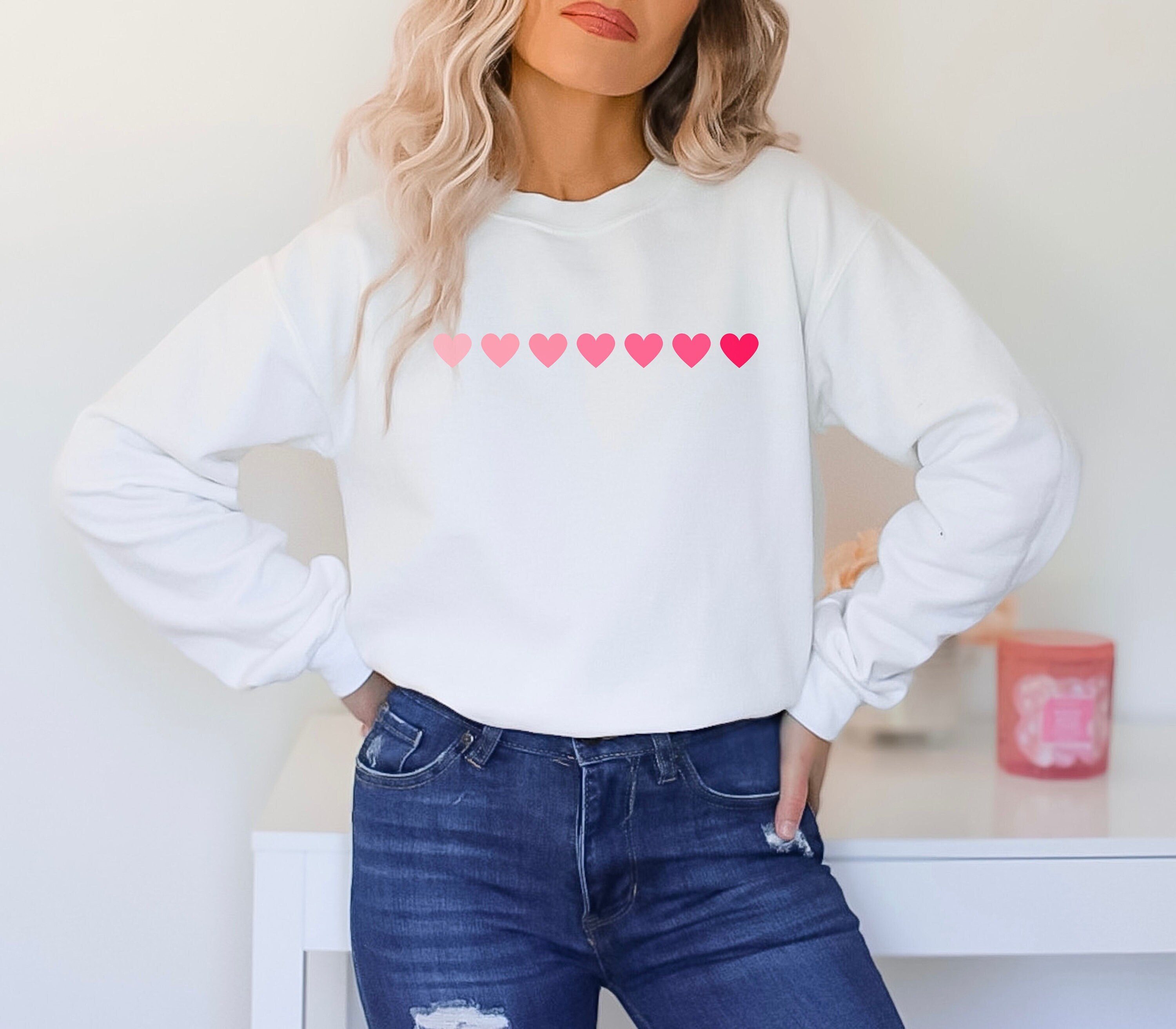 Valentine's Day Fashion Crew Neck Sweatshirts for Women Cute Heart