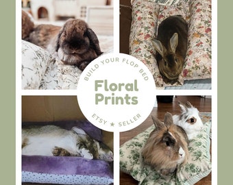 Flop Bed for Rabbits, Small Pets, Cats (Floral/Nature Print Listing)