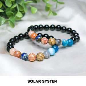 Solar System Bracelet, Universe and Planets Bracelet, Astronomy bracelet, Planetary Bracelet, Science Teacher Gift, Gemstone galaxy jewelry