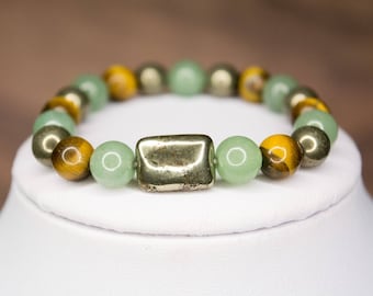 Bracciale della ricchezza, braccialetto che attrae denaro, braccialetto con pietre preziose per prosperità, fortuna e abbondanza, gioielli di cristallo che manifestano, regalo per imprenditori