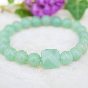 Grönt aventurinkristall stapelarmband, lycka till, möjligheter, skydd, aventurin, ädelstensarmband, attrahera välstånd