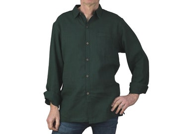 Classic Shirt in Nettle, Forest Green, collared mens shirt