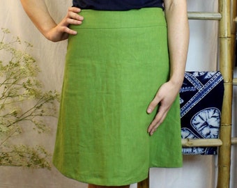 A Line short Skirt in Nettle, Spring Green