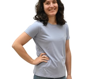Aansluitend bamboe-T-shirt met korte mouwen, lichtpaars