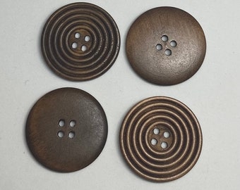 Wooden button, circular rings, 30mm