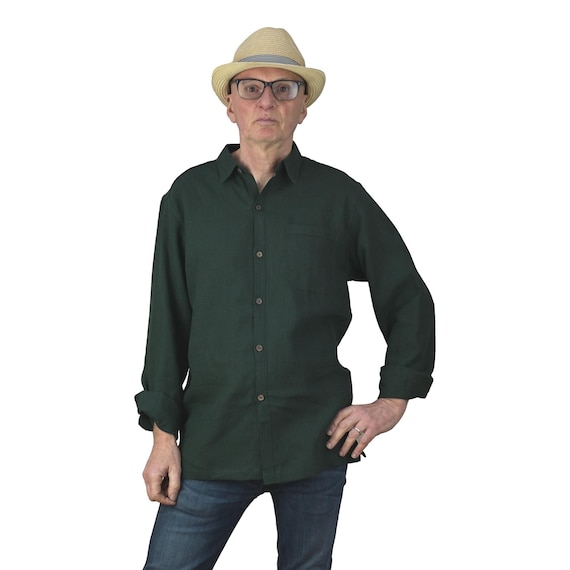Classic Shirt in Nettle, Forest Green, collared mens Shirt