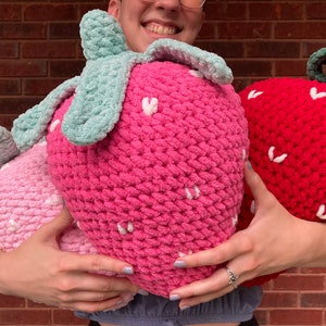 Crochet Jumbo Strawberry Plush
