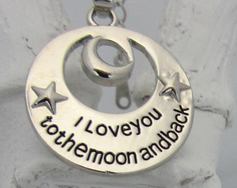 I Love You To The Moon And Back Pendant & Chain Gift Boxed, Notes