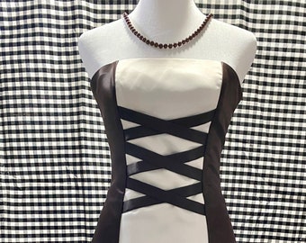 Gunne Sax for Jessica McClintock, Chocolate & Cream Satin