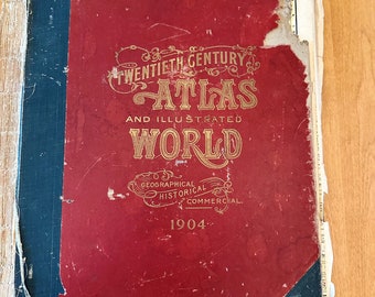 1905 Antik atlas: Ephemera för skräpjournaling och hantverk