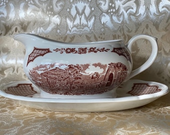 Vintage Alfred Meakin "Trade Winds" Gravy Boat & Underplate