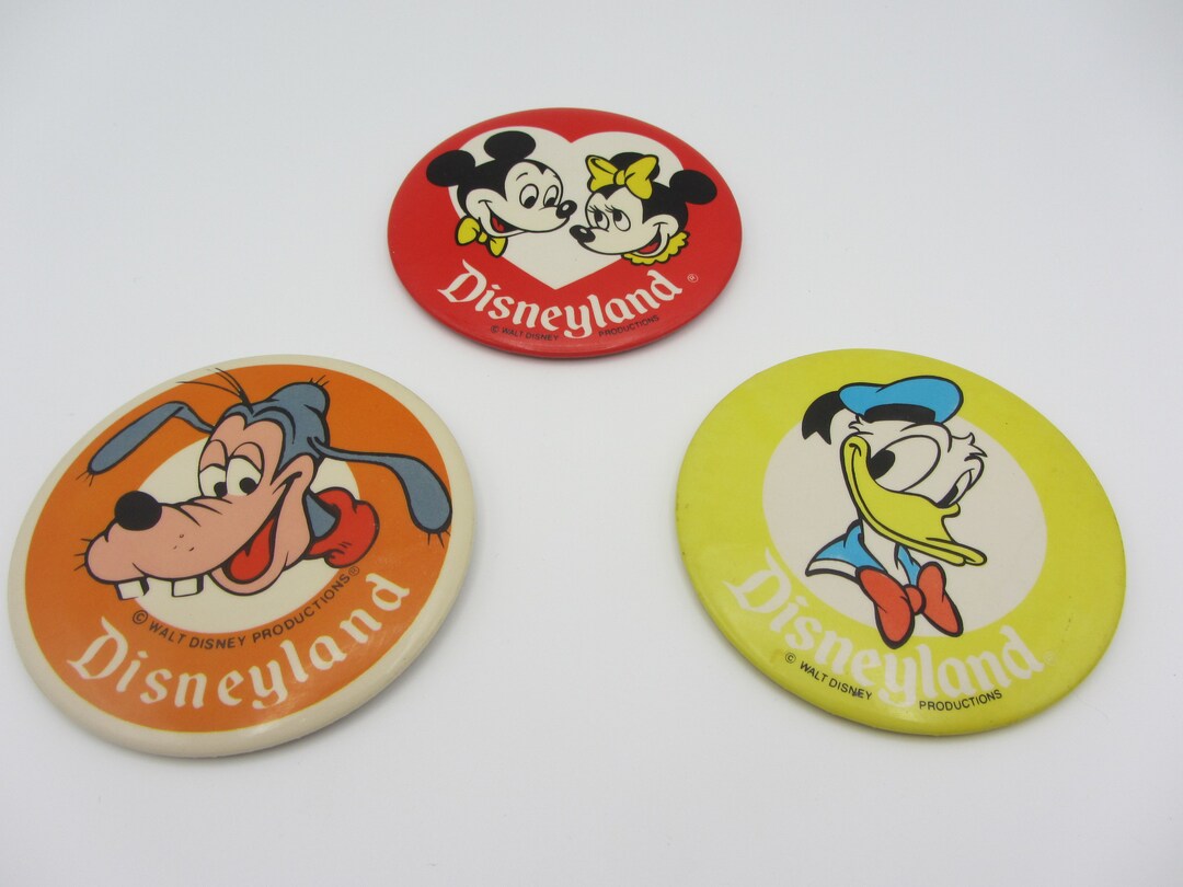 Vintage Disneyland Buttons, Mickey, Donald & Goofy Set of 3 - Etsy