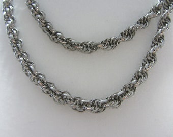 Stainless Steel Vintage Rope Chain, 45" Long