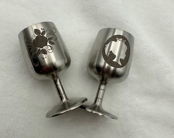 Miniature Stainless Steel Goblets, Saki Cup, Set of 2