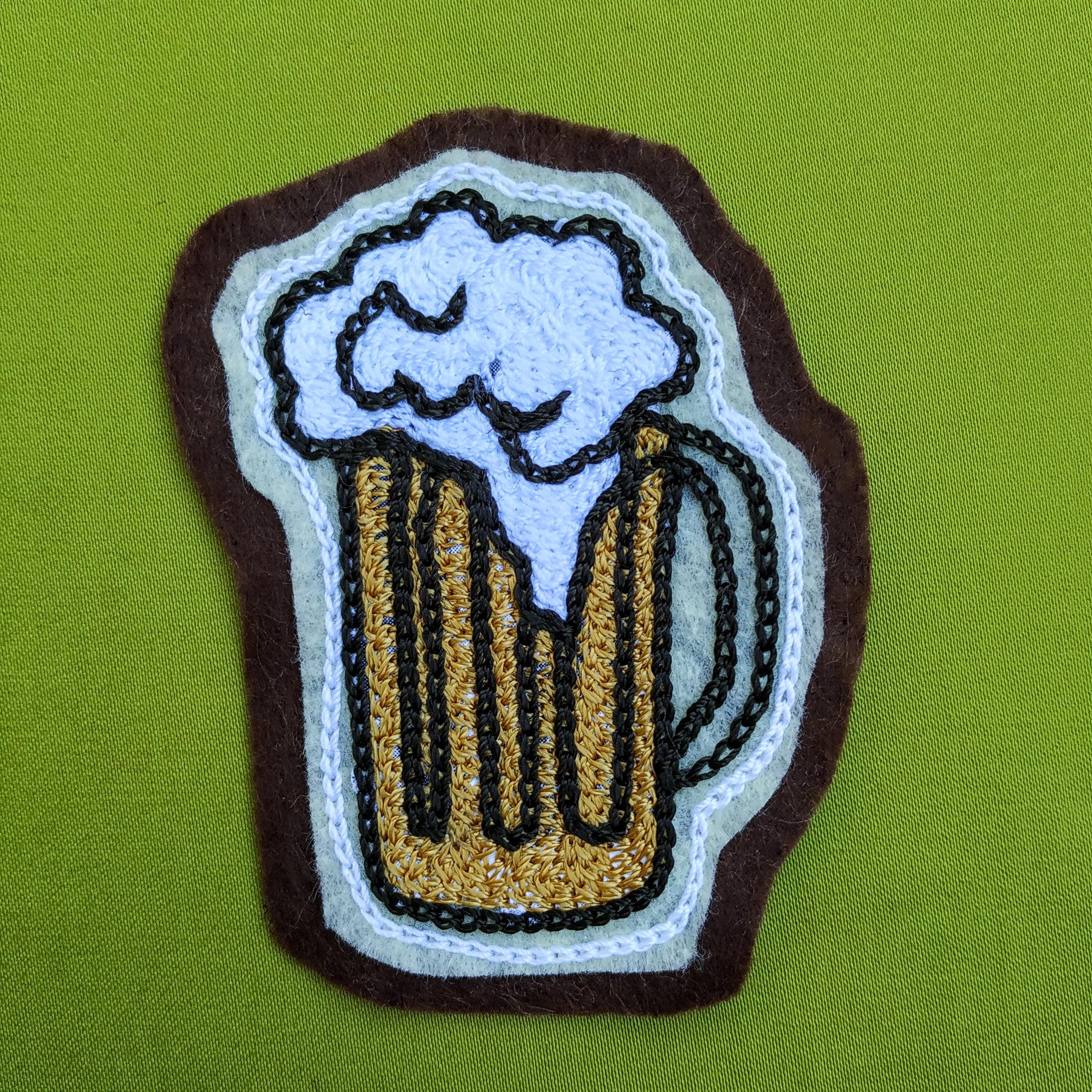 Beer pint Sailor Jerry tattoo old school chain stitch embroidered patch
