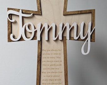 Personalized cross with poem First Holy Communion, Baptism, Confirmation gift present, sponsor, god parent