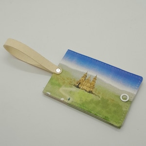 Walking Pilgrims Luggage Tag - Camino ID Holder - Santiago de Compostela Cathedral - Way of St. James Pilgrimage - Original Artwork