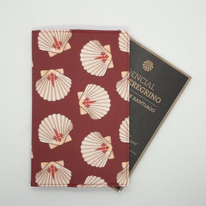 Camino Shells Brown Credential Cover - Camino de Santiago de Compostela - Pilgrim Passport Holder - St. James Pilgrimage - Original Design