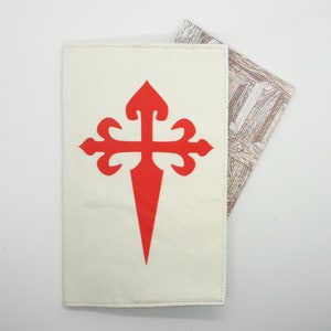 St James Cross Credential Cover Cream - Pilgrim Passport Holder - St. James Pilgrimage - Camino de Santiago de Compostela - Original Artwork